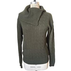 Ralph Lauren Black Label Cashmere Sweater Size Large Green Cable Knit Classic